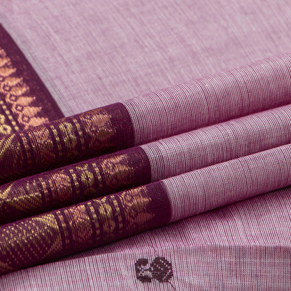 Lilac And Purple Kanchi Cotton Saree For Festive Wear PV MM KC 485