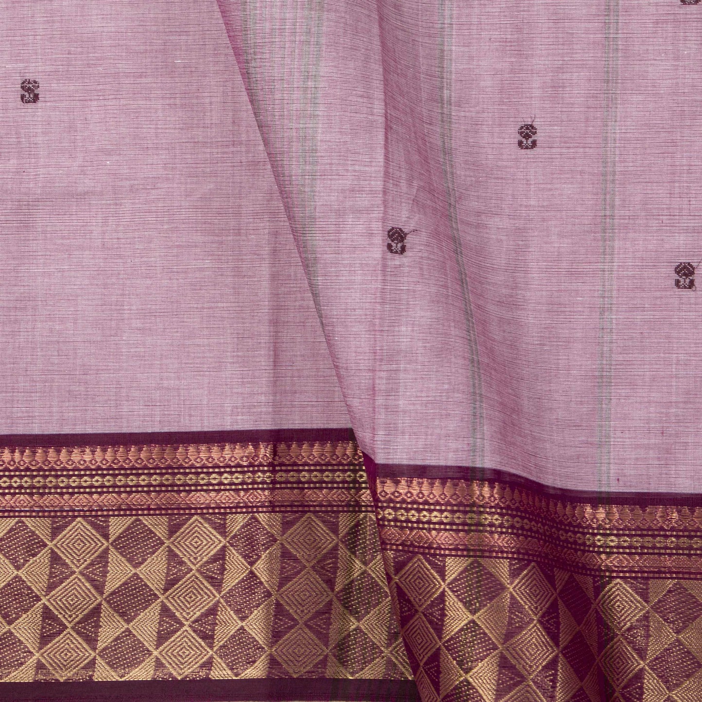 Lilac And Purple Kanchi Cotton Saree For Festive Wear PV MM KC 485