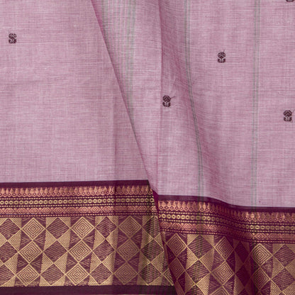 Lilac And Purple Kanchi Cotton Saree For Festive Wear PV MM KC 485