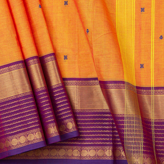 Orange And Magenta Kanchi Cotton Saree For Festive Wear PV MM KC 510 - Cotton Saree - Panjavarnam PV MM KC 510