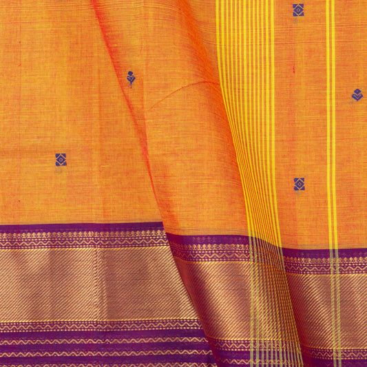 Orange And Magenta Kanchi Cotton Saree For Festive Wear PV MM KC 510 - Cotton Saree - Panjavarnam PV MM KC 510
