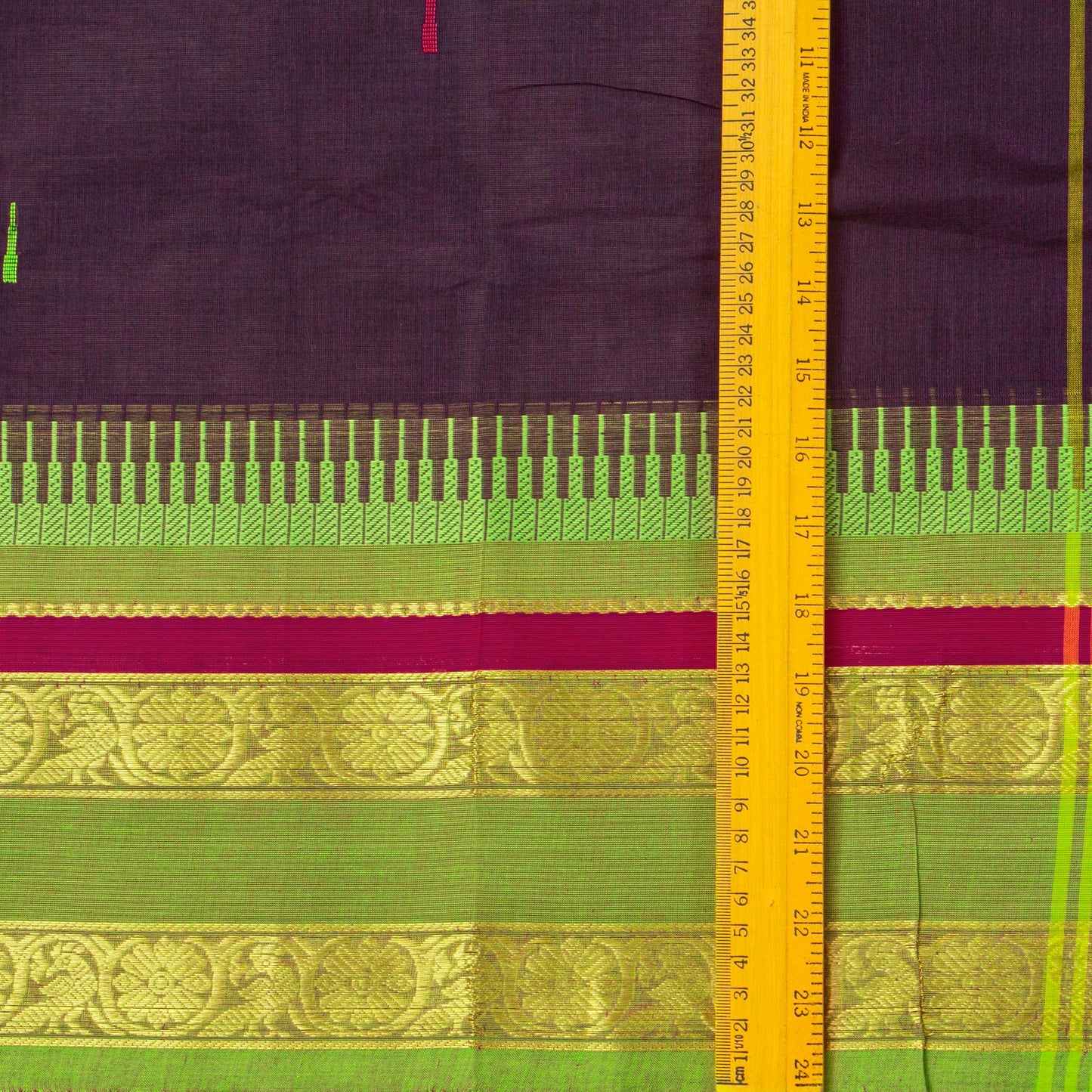 Purple And Green Kanchi Cotton Saree For Festive Wear PV MM KC 517 - Cotton Saree - Panjavarnam PV MM KC 517