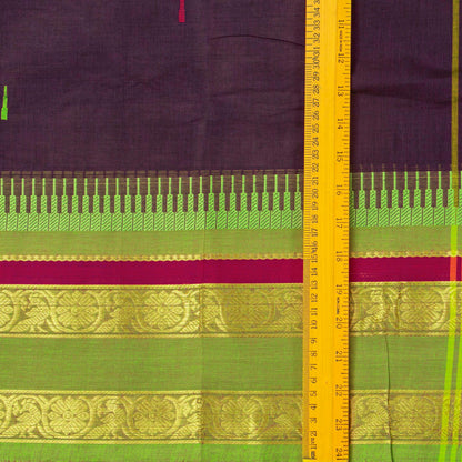 Purple And Green Kanchi Cotton Saree For Festive Wear PV MM KC 517 - Cotton Saree - Panjavarnam PV MM KC 517