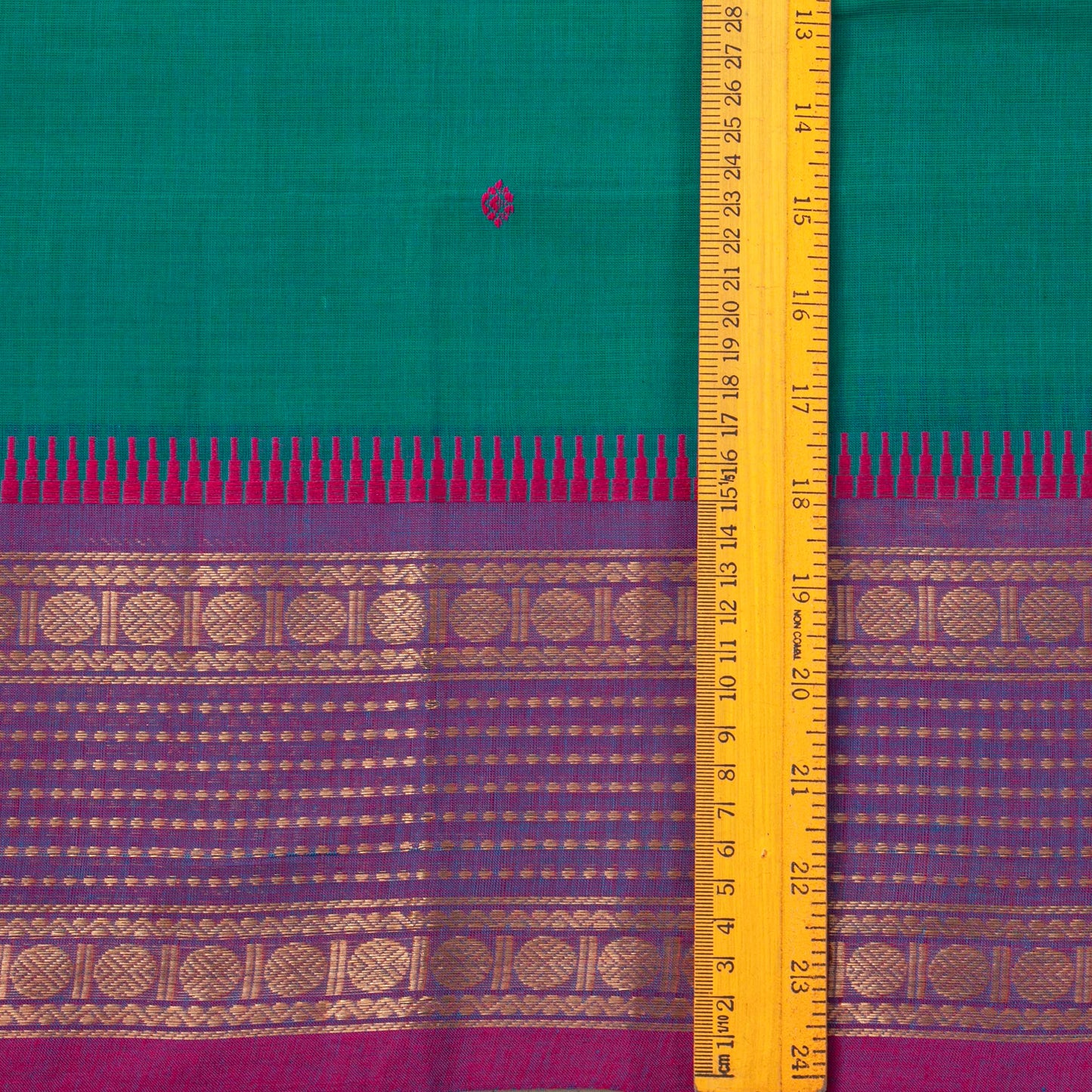 Teal And Magenta Kanchi Cotton Saree For Festive Wear PV MM KC 537