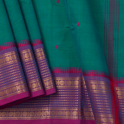 Teal And Magenta Kanchi Cotton Saree For Festive Wear PV MM KC 537