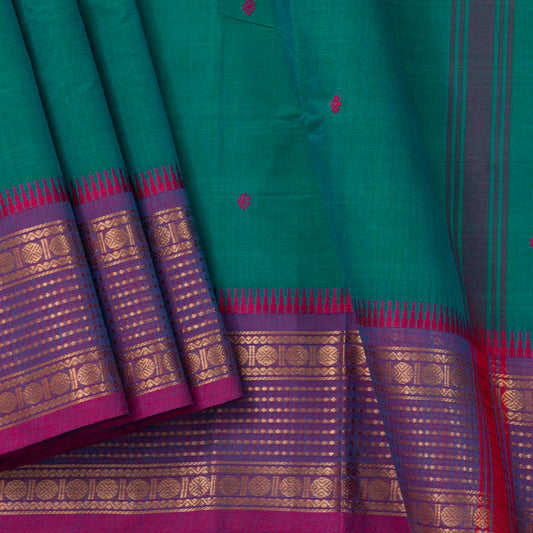 Teal And Magenta Kanchi Cotton Saree For Festive Wear PV MM KC 537
