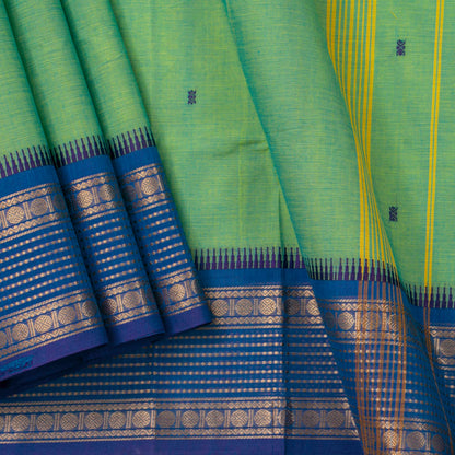Green And Blue Kanchi Cotton Saree For Festive Wear PV MM KC 529