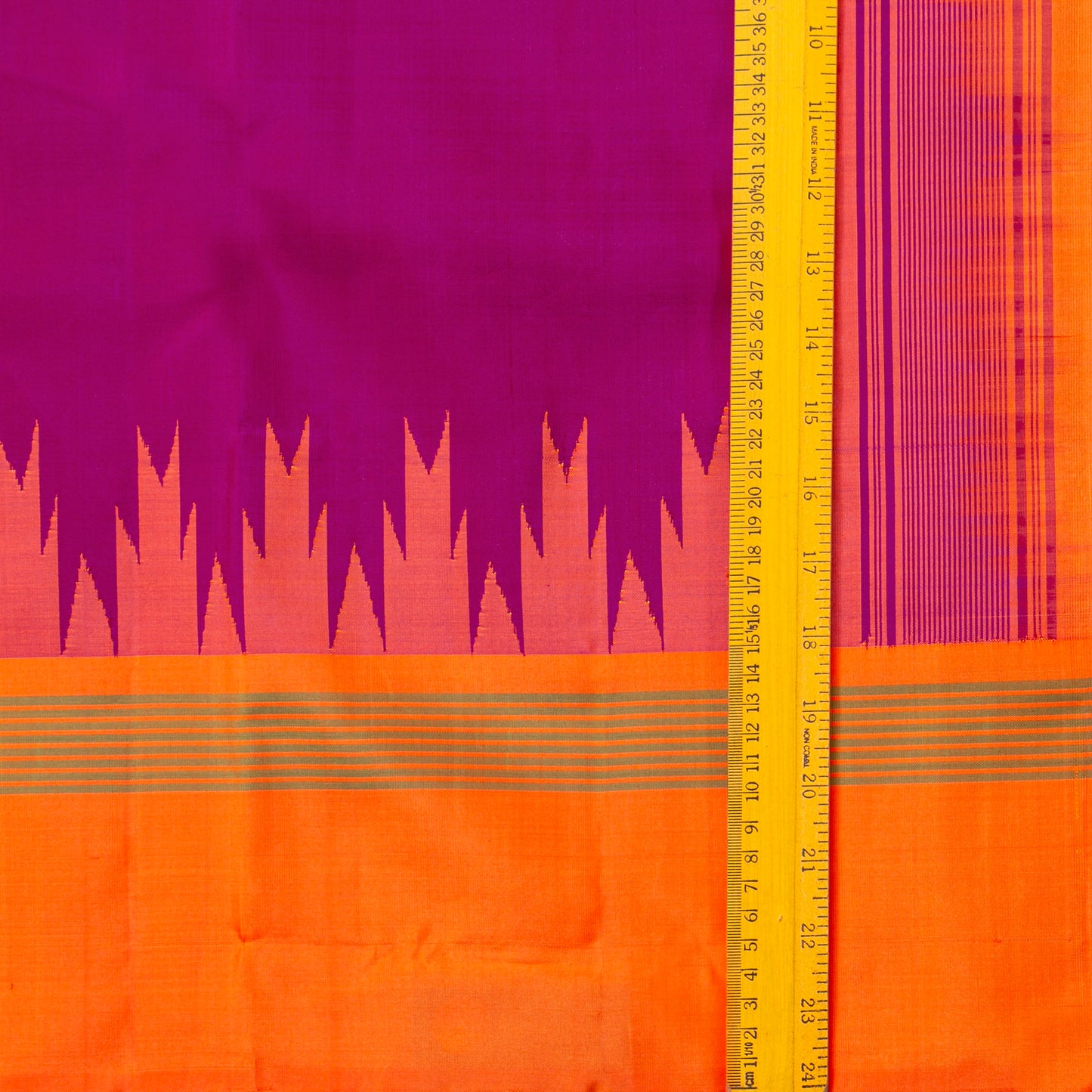 Purple And Orange Kanchipuram Silk Saree Without Zari For Office Wear PV KNN 340