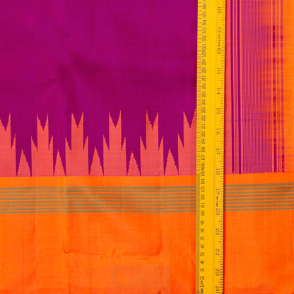 Purple And Orange Kanchipuram Silk Saree Without Zari For Office Wear PV KNN 340