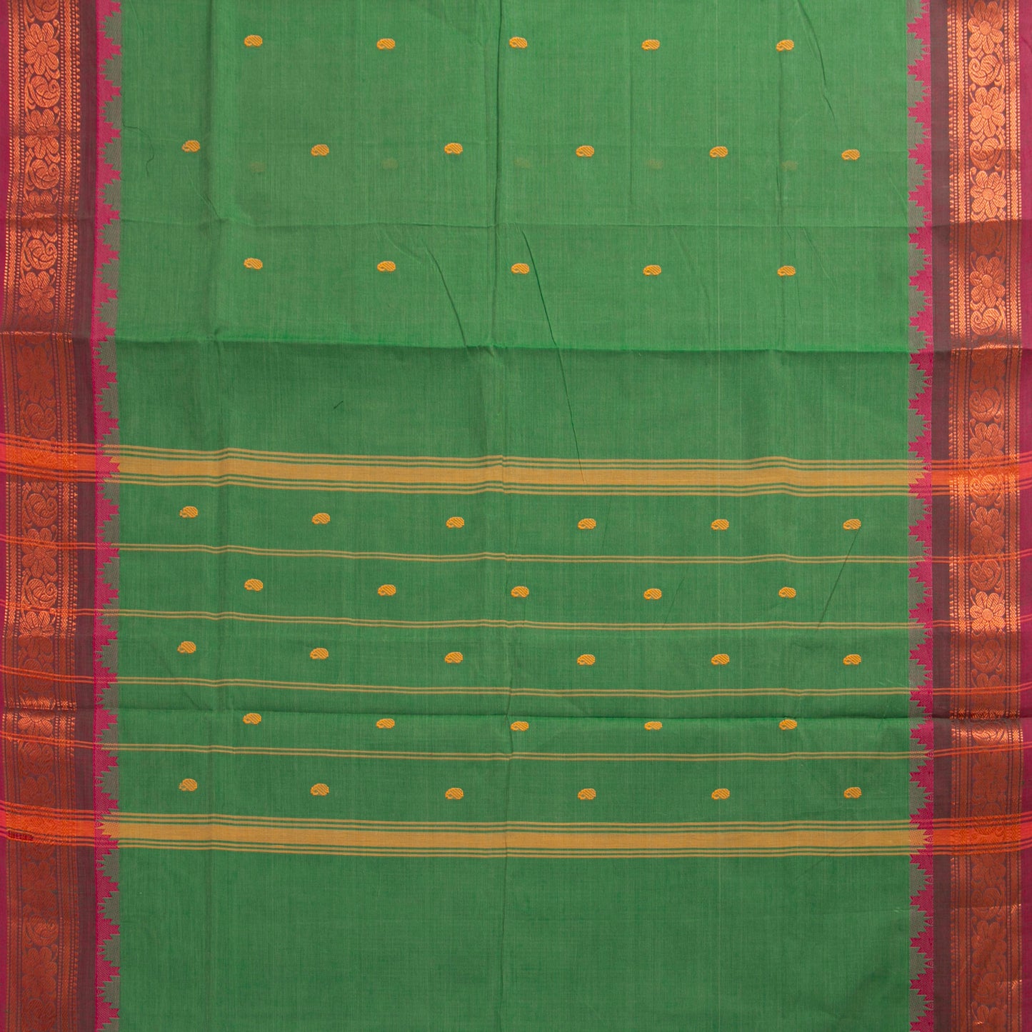 Green And Pink Kanchi Cotton Saree PV MM KC 155
