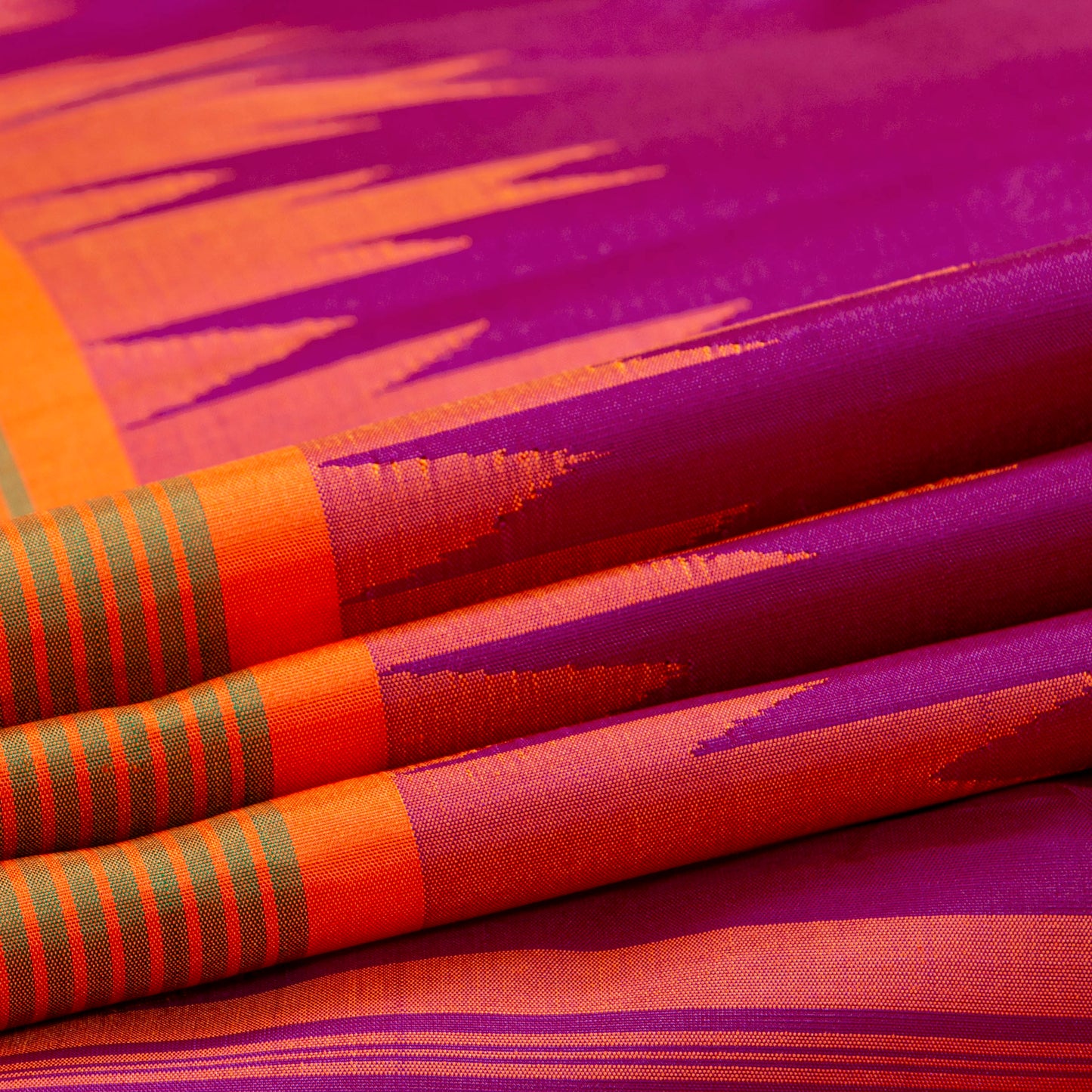 Purple And Orange Kanchipuram Silk Saree Without Zari For Office Wear PV KNN 340