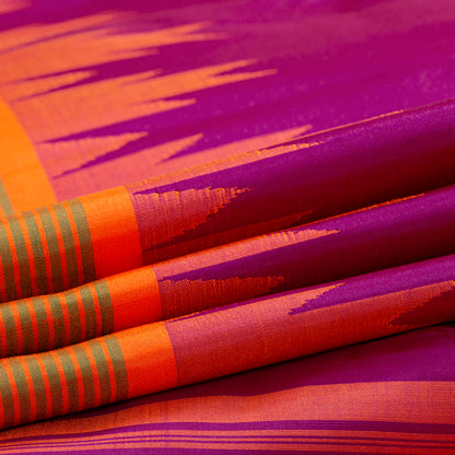 Purple And Orange Kanchipuram Silk Saree Without Zari For Office Wear PV KNN 340