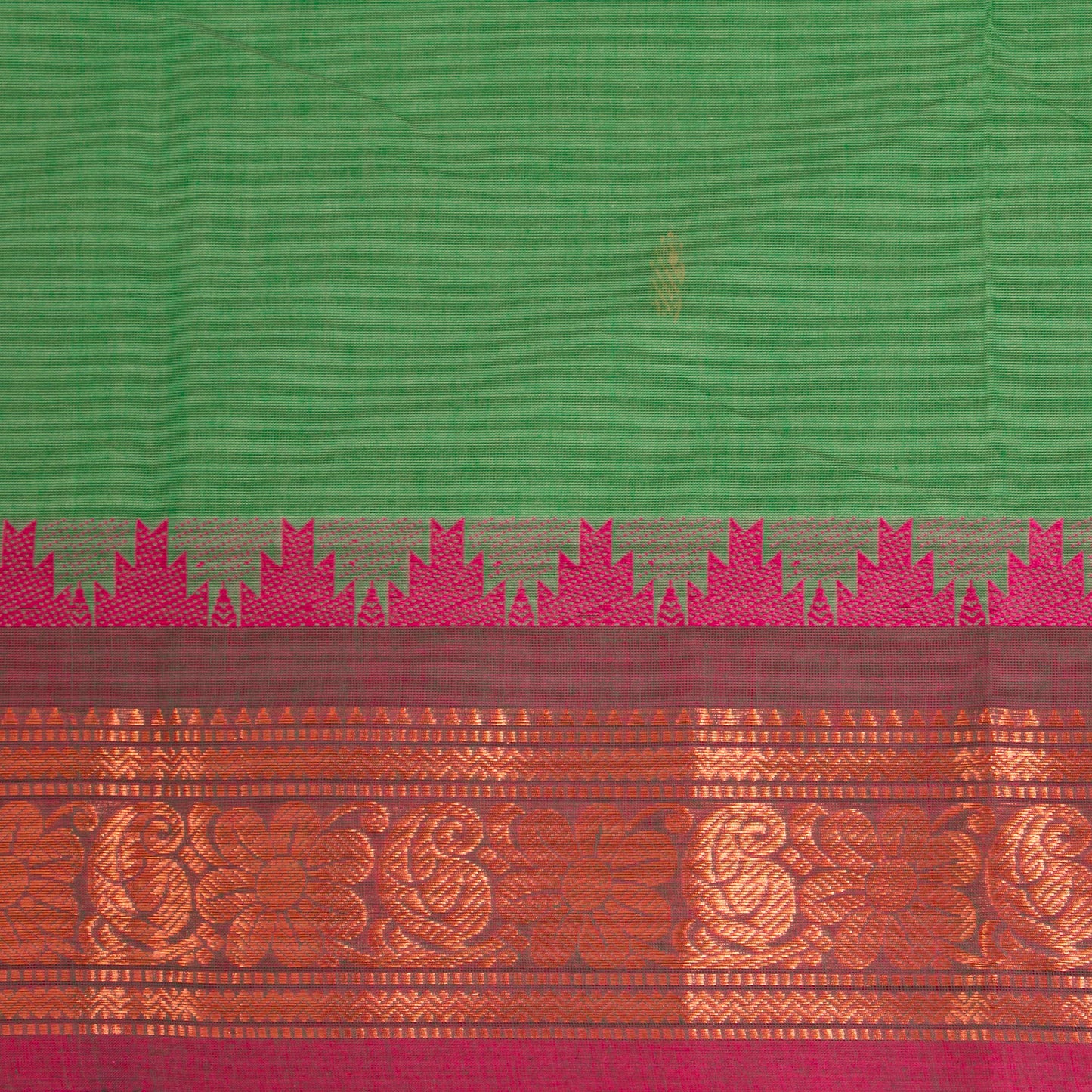 Green And Pink Kanchi Cotton Saree PV MM KC 155