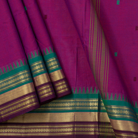 Magenta And Teal Kanchi Cotton Saree For Festive Wear PV MM KC 549