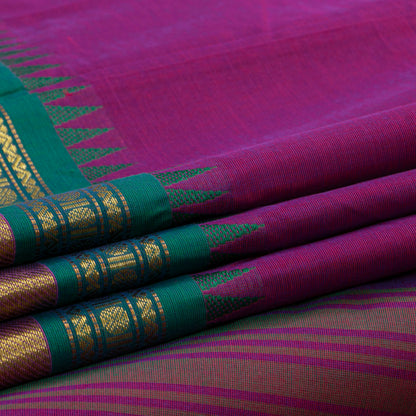 Magenta And Teal Kanchi Cotton Saree For Festive Wear PV MM KC 549