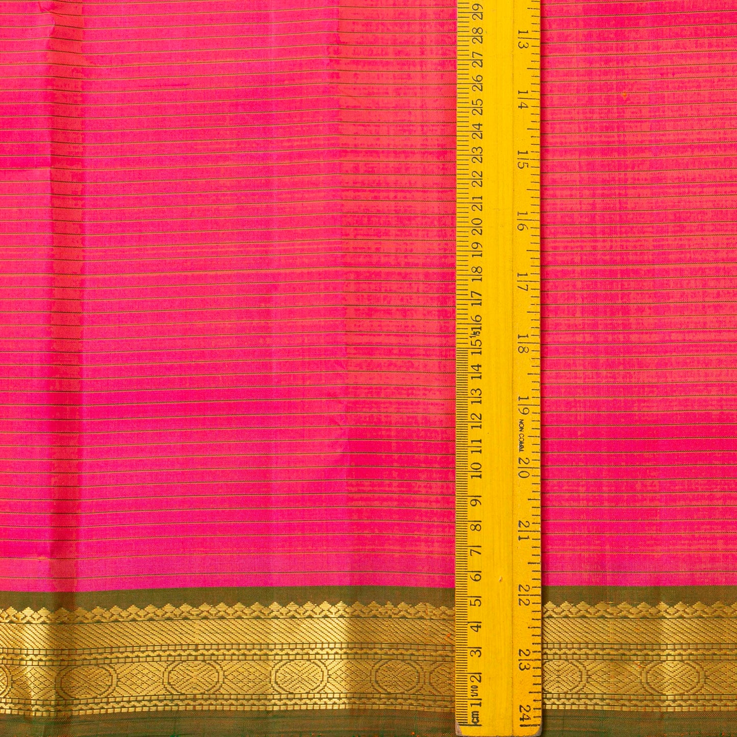 Pink And Mehandi Green Kanchipuram Silk Saree For Festive Wear PV KNN 322