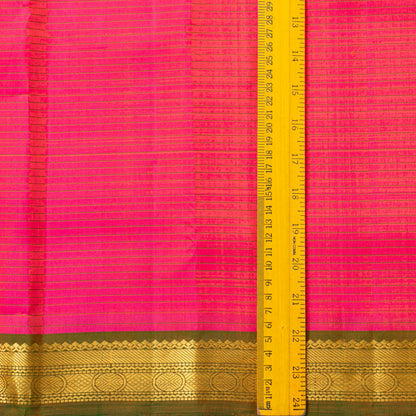 Pink And Mehandi Green Kanchipuram Silk Saree For Festive Wear PV KNN 322