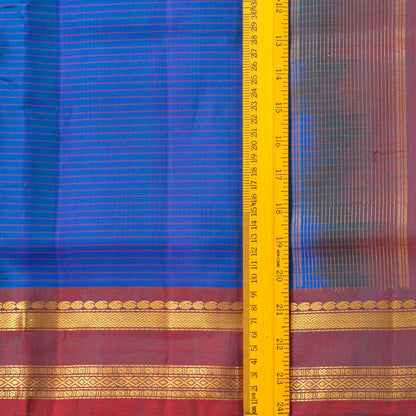 Blue And Mauve Kanchipuram Silk Saree For Festive Wear PV KNN 320