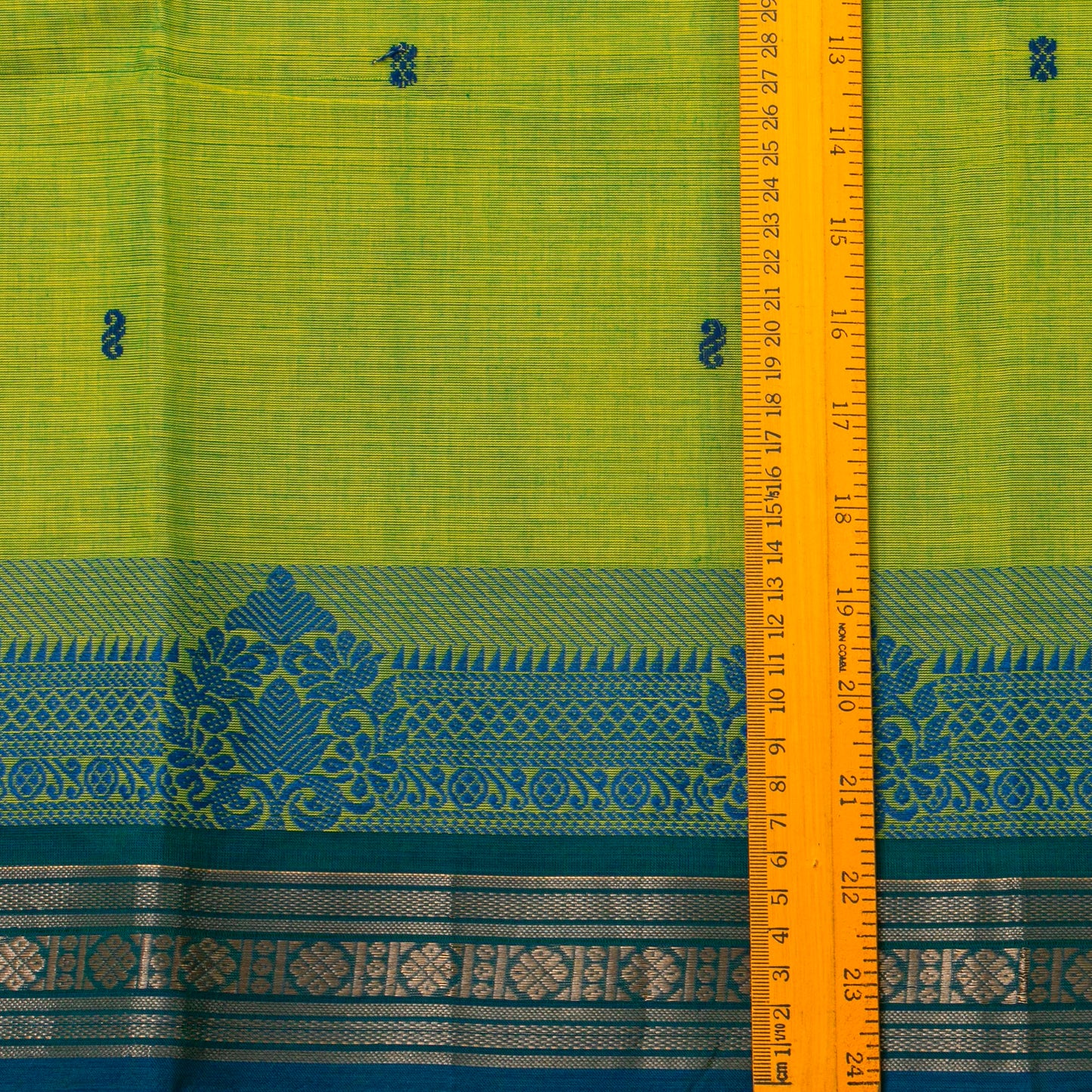 Green And Blue Kanchi Cotton Saree For Festive Wear PV MM KC 593