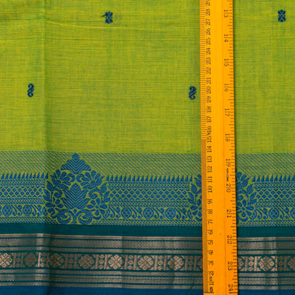 Green And Blue Kanchi Cotton Saree For Festive Wear PV MM KC 593
