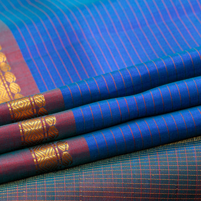 Blue And Mauve Kanchipuram Silk Saree For Festive Wear PV KNN 320