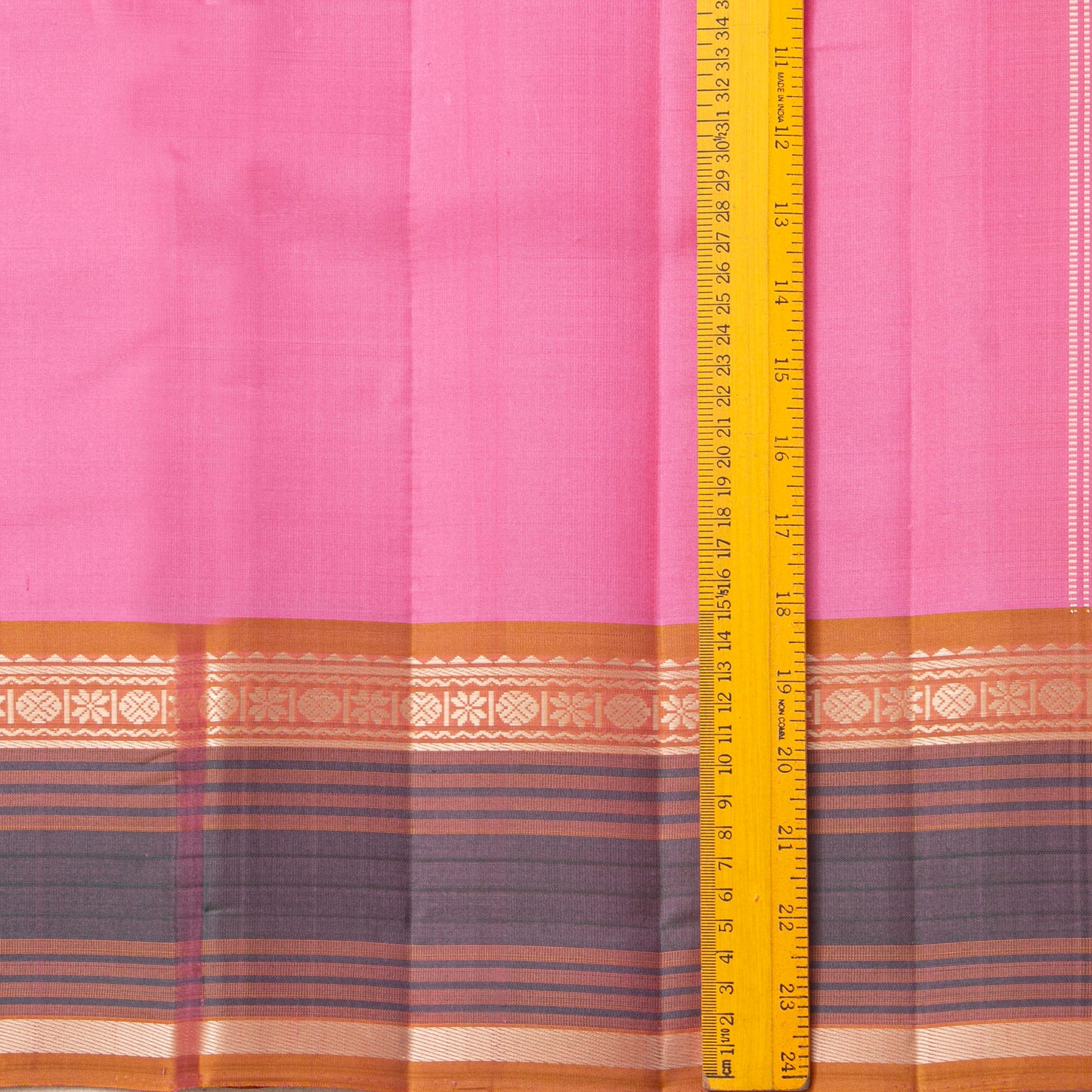 Pink And Grey Kanchipuram Silk Saree For Office Wear PV KNN 332