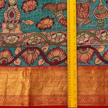 Dasavatharam Themed Handpainted Kalamkari Kanchipuram Silk Saree For Festive Wear PV VSR KK 117