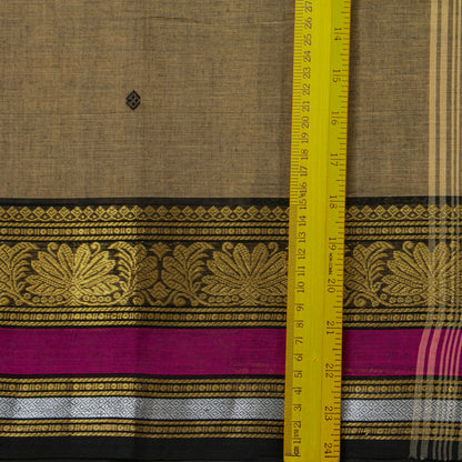 Fawn And Black Kanchi Cotton Saree For Festive Wear PV MM KC 598