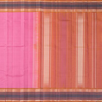 Pink And Grey Kanchipuram Silk Saree For Office Wear PV KNN 332