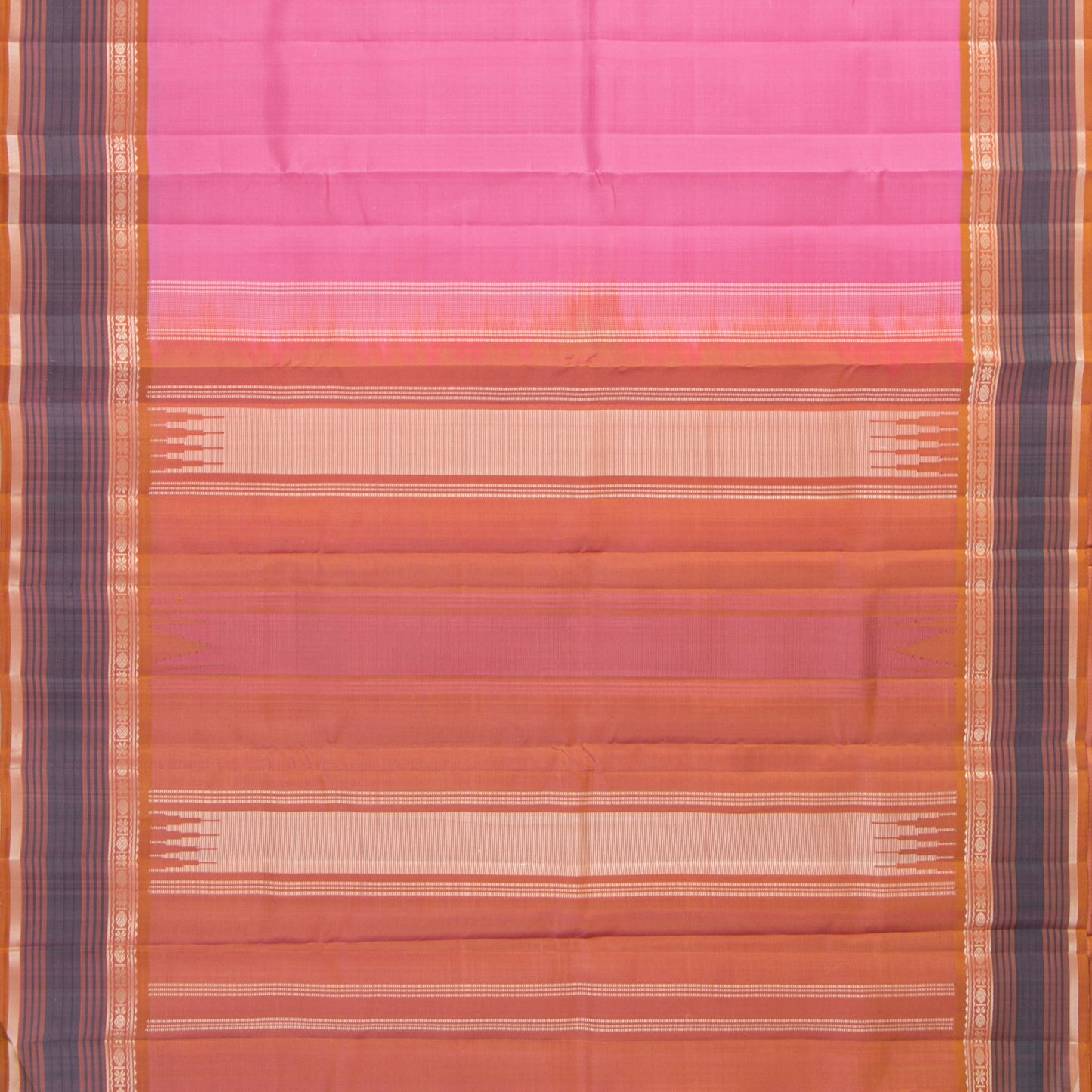 Pink And Grey Kanchipuram Silk Saree For Office Wear PV KNN 332