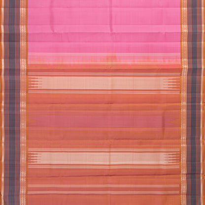 Pink And Grey Kanchipuram Silk Saree For Office Wear PV KNN 332