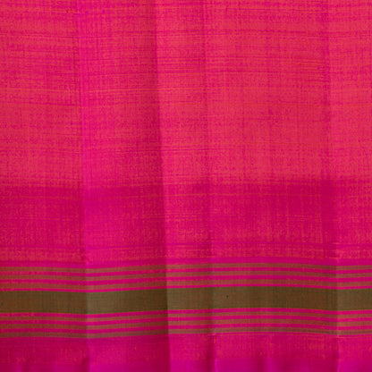 Turmeric Yellow And Pink Kanchipuram Silk Saree With No Zari For Office Wear PV KNN 321