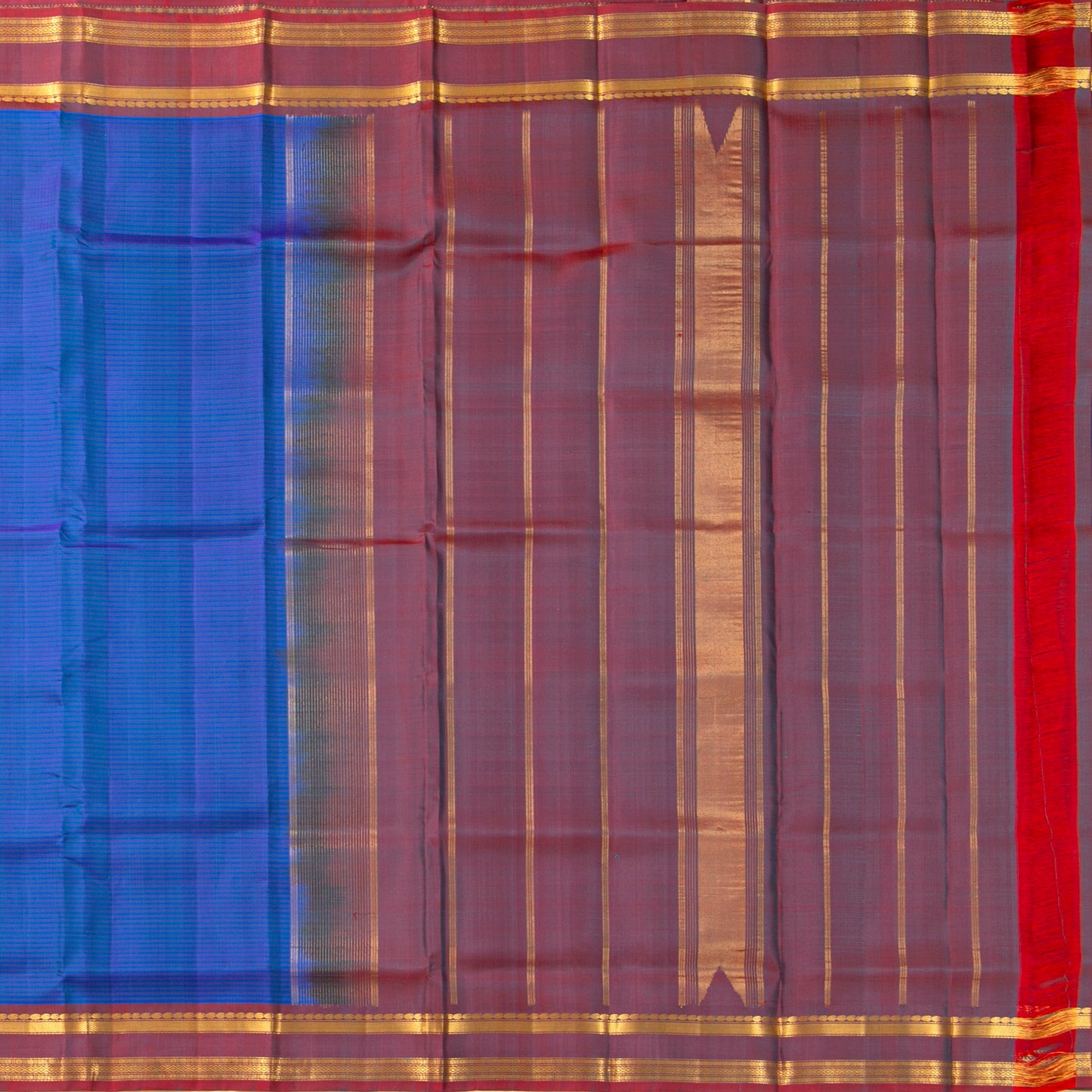 Blue And Mauve Kanchipuram Silk Saree For Festive Wear PV KNN 320