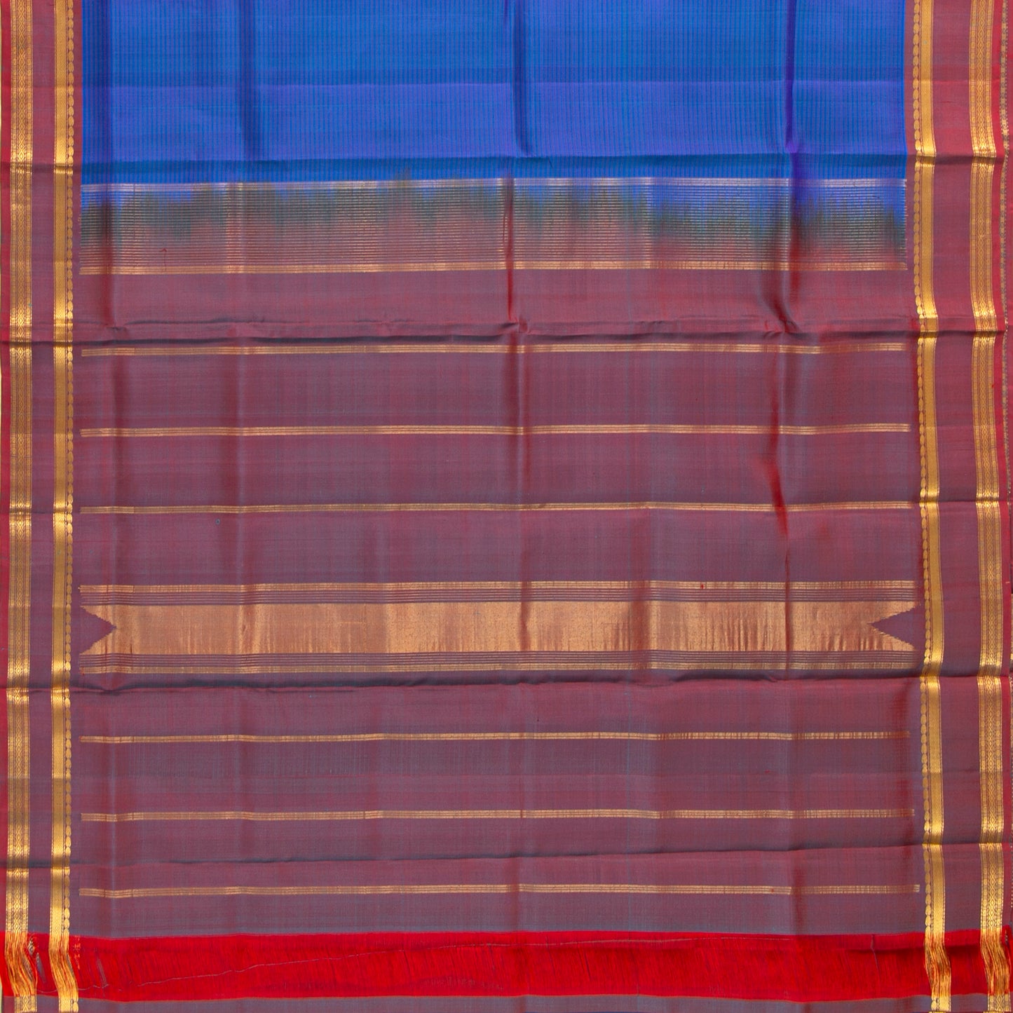 Blue And Mauve Kanchipuram Silk Saree For Festive Wear PV KNN 320