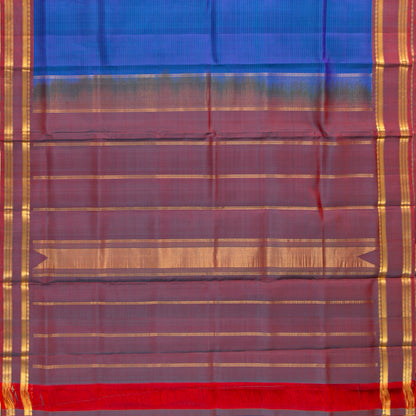 Blue And Mauve Kanchipuram Silk Saree For Festive Wear PV KNN 320
