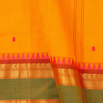 Yellow And Rust Kanchi Cotton Saree For Festive Wear PV MM KC 588