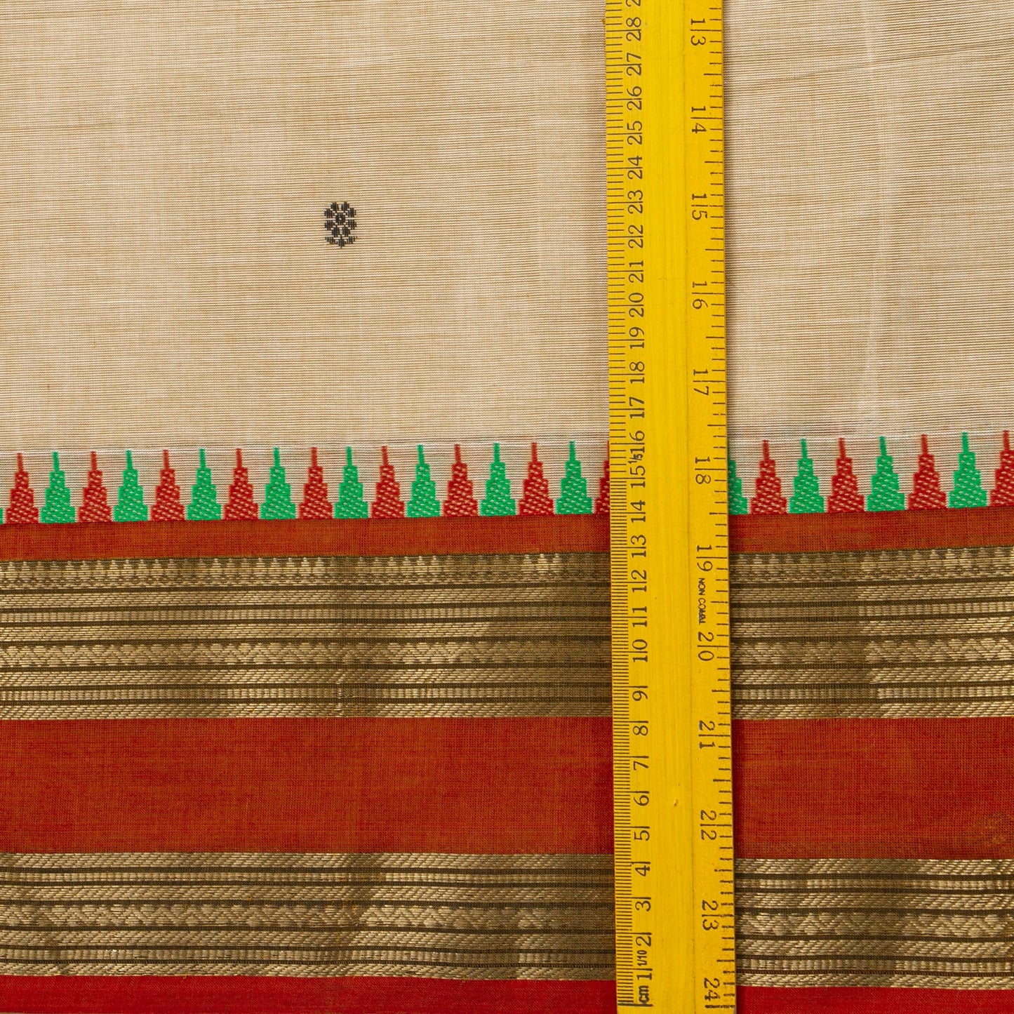 Off White And Rust Kanchi Cotton Saree For Festive Wear PV MM KC 582