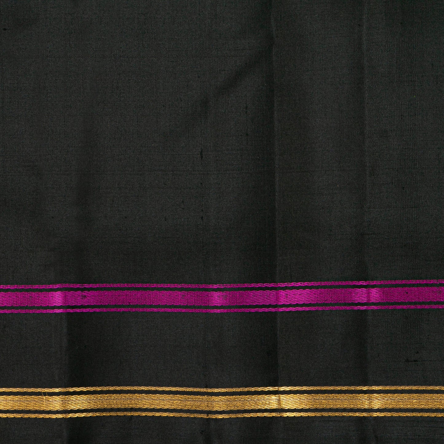 Emerald Green And Black Kanchipuram Silk Saree With Temple Korvai Border For Office Wear PV KNN 347