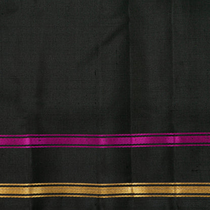 Emerald Green And Black Kanchipuram Silk Saree With Temple Korvai Border For Office Wear PV KNN 347