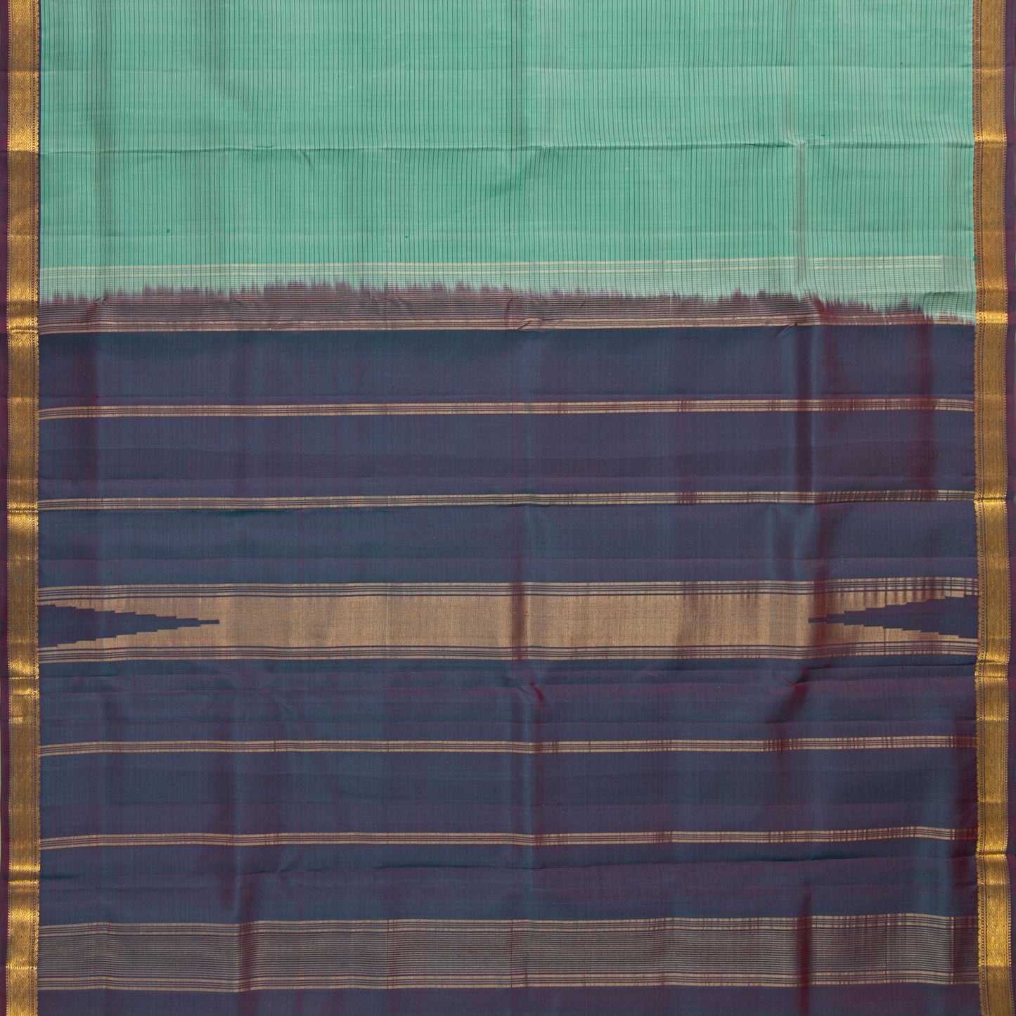 Mint Green And Purple Kanchipuram Silk Saree For Office Wear PV KNN 323