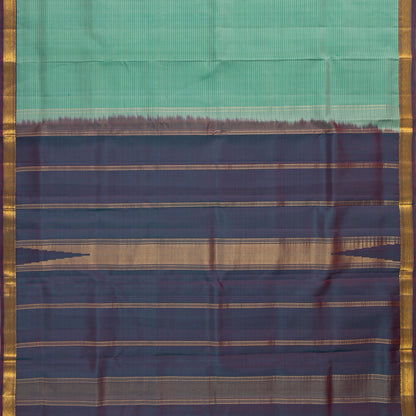 Mint Green And Purple Kanchipuram Silk Saree For Office Wear PV KNN 323