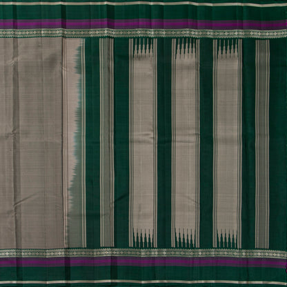 Beige And Green Kanchipuram Silk Saree For Office Wear PV KNN 329