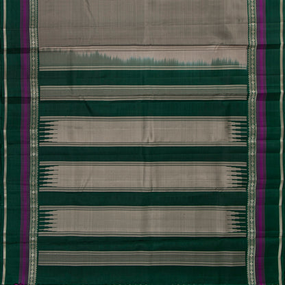 Beige And Green Kanchipuram Silk Saree For Office Wear PV KNN 329