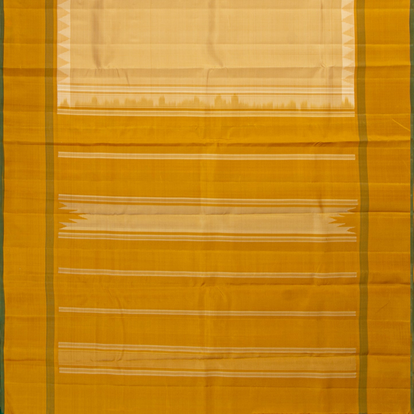 Beige And Yellow Checked Kanchipuram Silk Saree No Zari For Office Wear PV KNN 341