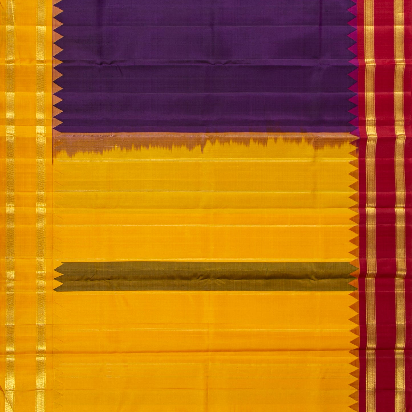 Purple Ganga Jamuna Border Kanchipuram Silk Saree For Festive Wear PV KNN 344