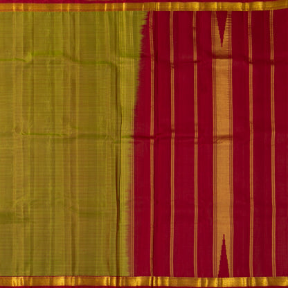 Green And Red Kanchipuram Silk Saree For Festive Wear PV KNN 324