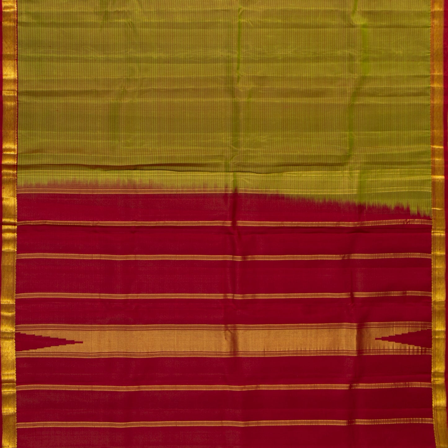 Green And Red Kanchipuram Silk Saree For Festive Wear PV KNN 324