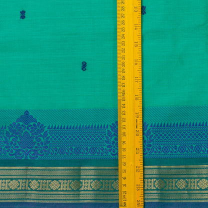 Turquoise Blue Kanchi Cotton Saree For Festive Wear PV MM KC 571