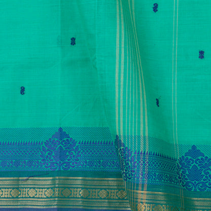 Turquoise Blue Kanchi Cotton Saree For Festive Wear PV MM KC 571