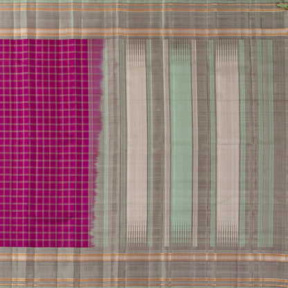 Magenta And Elachi Green Kanchipuram Silk Saree For Festive Wear PV KNN 335